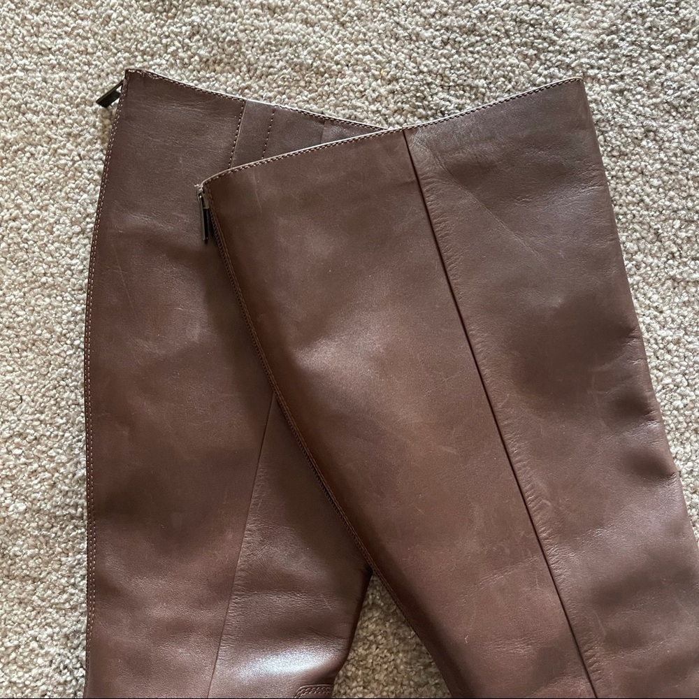 Cole Haan Brown Leather Block Heel Boots Size 9 - Picture 13 of 16